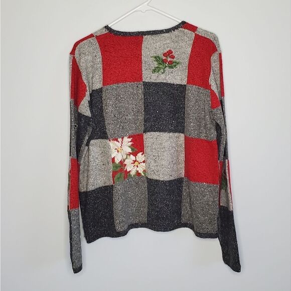 Northern Isles XL Poinsettia Flower Cardigan Holiday Christmas Winter - Picture 4 of 11